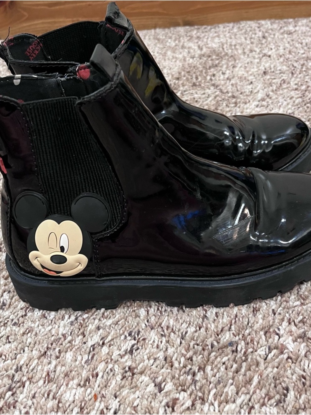 ZARA Mickey Minnie Mouse Disney Combat Boots  Black Eu 39 US Womens Size 8.5 - Picture 2 of 9